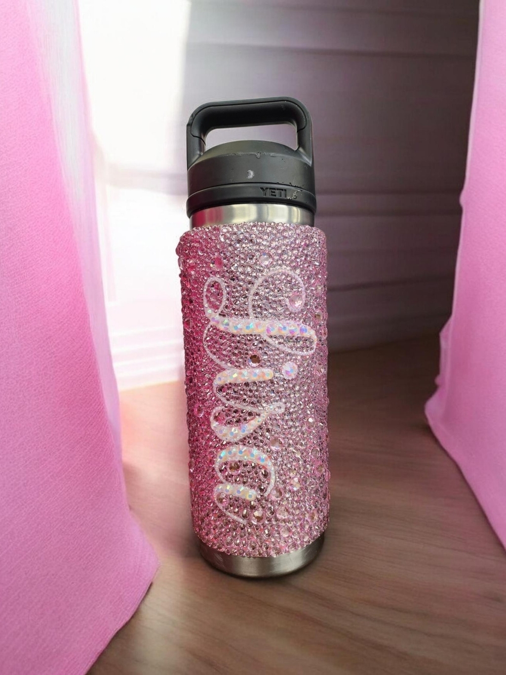 Yeti Pink Rhinestone Bling Water Bottle